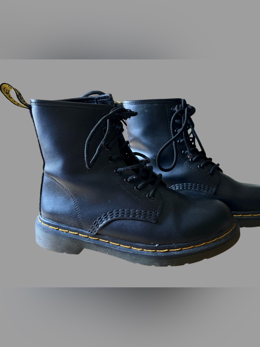 Dr Martens 1460 Lace Up Boots with Yellow Stitching